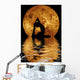 woman doing yoga on water background Wall Mural