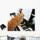 Cute Piano Cat Wall Mural
