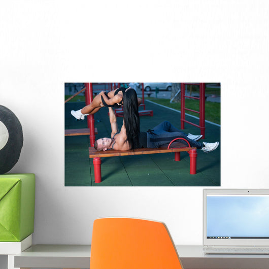 Fitness Couple on a Street Workout Wall Mural