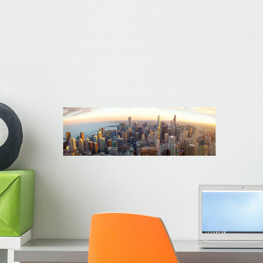 Aerial Chicago Sunset Wall Mural