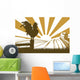 Silhouette cockerel crowing on farm Wall Decal