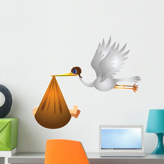 Baby Stork Birthday Wall Decal