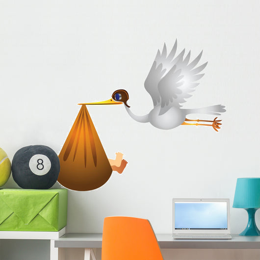 Baby Stork Birthday Wall Decal