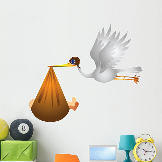 Baby Stork Birthday Wall Decal