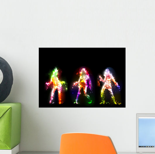 Dancing Girls Silhouettes Neon Wall Mural