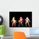 Dancing girls silhouettes, neon lights Wall Mural