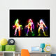 Dancing girls silhouettes, neon lights Wall Mural