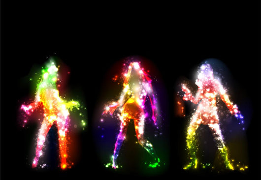Dancing girls silhouettes, neon lights Wall Mural