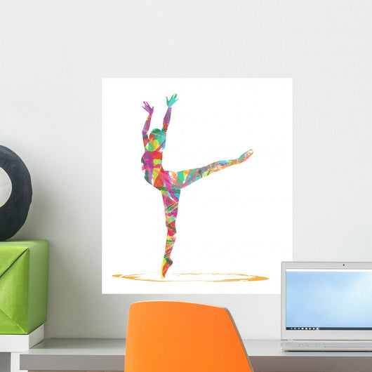 silhouette di ballerina composta da colori Wall Decal
