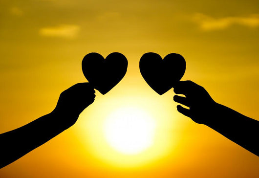 hands holding hearts silhouette Wall Mural