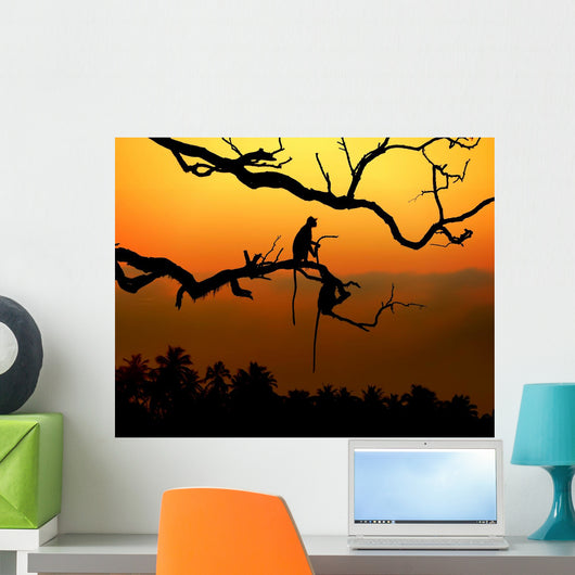Silhouette of a monkey Wall Mural