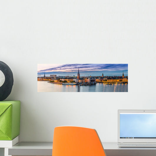 Scenic summer night panorama of Stockholm, Sweden Wall Mural