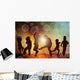Dancing children silhouettes Wall Mural