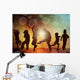 Dancing children silhouettes Wall Mural