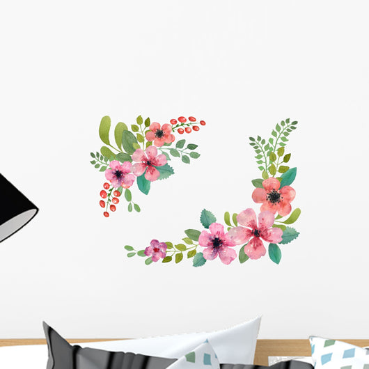 Watercolor floral wreath. Wall Decal