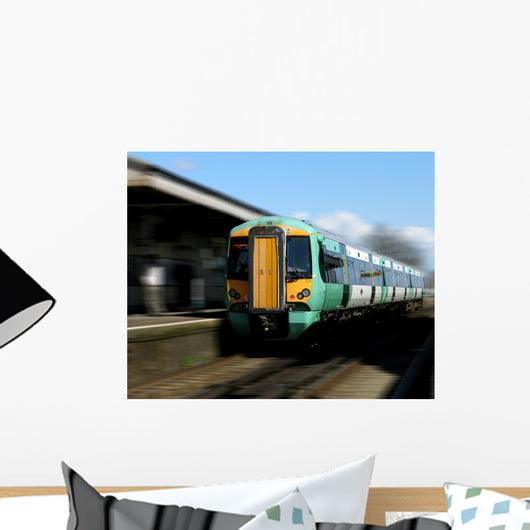 Urban train taking commuters to work quickly Wall Mural