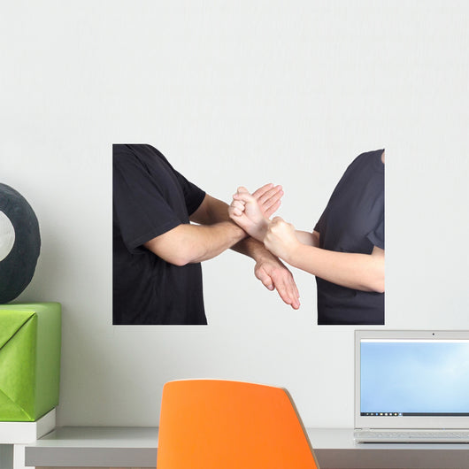 On a white background athletes perform tricks Wing Chun Kung Fu Wall Decal