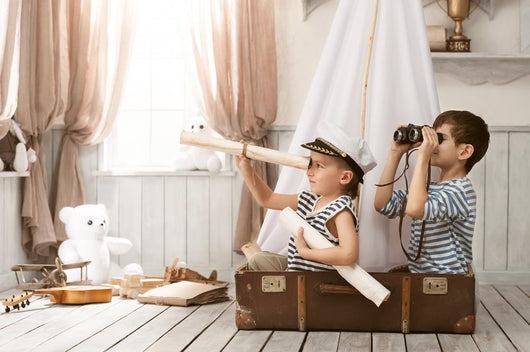 Boys in the image of sailors playing in her room Wall Mural