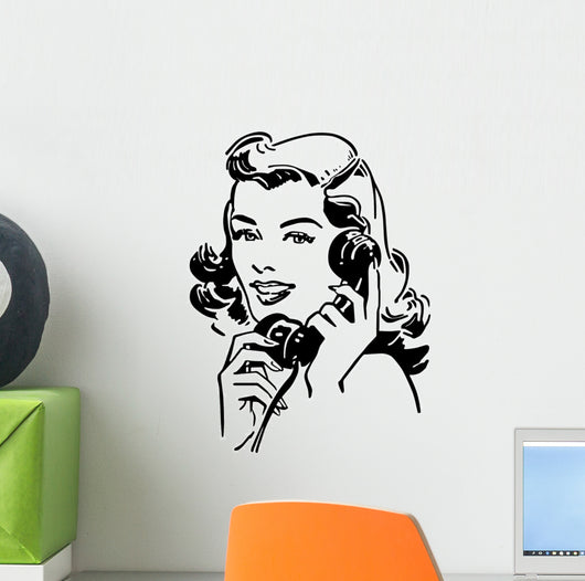 Cute Gal On The Phone Wall Decal