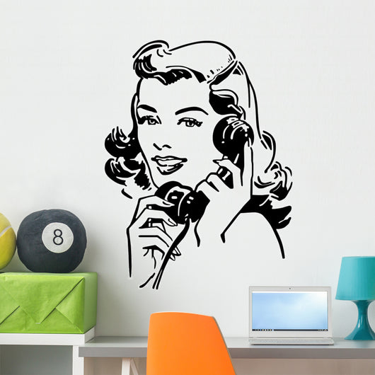 Cute Gal On The Phone Wall Decal