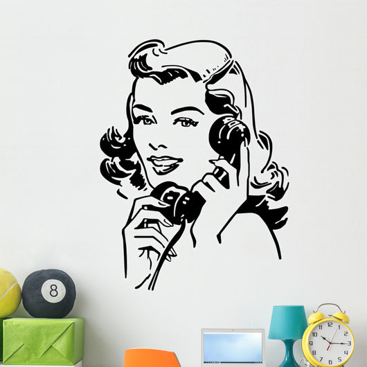 Cute Gal On The Phone Wall Decal
