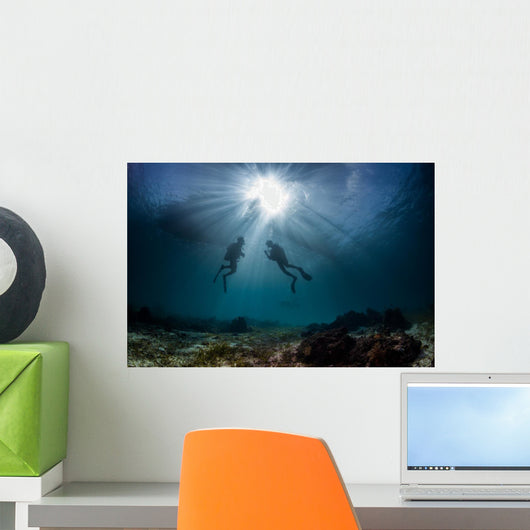 scuba divers start a dive Wall Mural