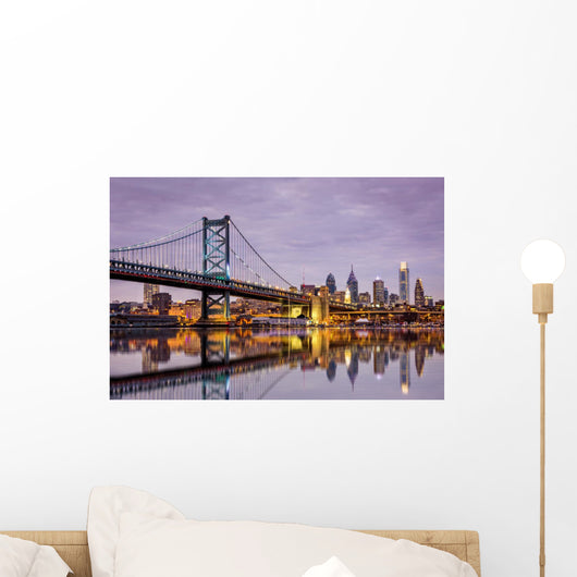 Ben Franklin Bridge and Philadelphia Skyline Wall Mural