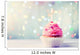 Delicious birthday cupcake on wooden table Wall Mural
