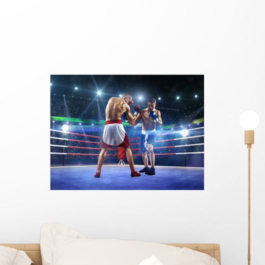 Two professionl boxers are fighting on arena Wall Mural