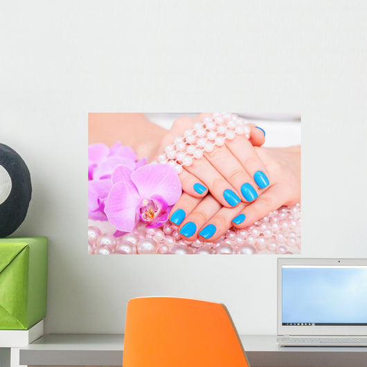manicure pedicure, female hands, feet Wall Mural