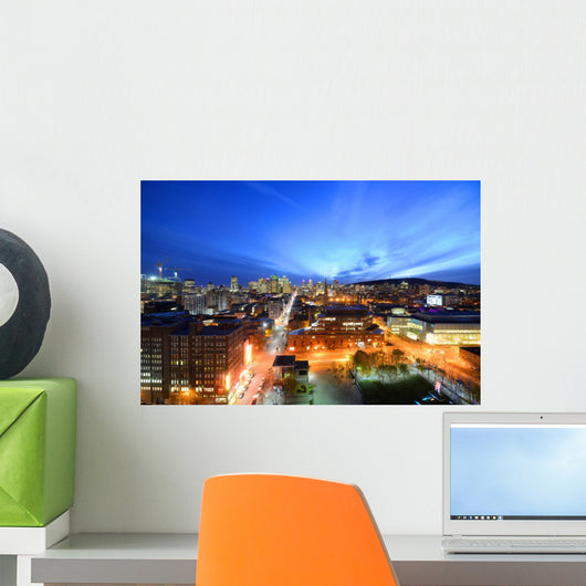 Montreal city skyline at sunset, Montreal, Quebec Wall Mural