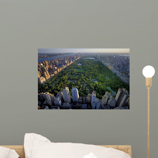 Central Park aerial view, Manhattan, New York; Park is surrounde Wall Mural