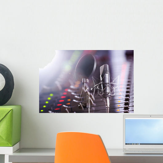 Studio Mischpult und Profi Mikrofon Wall Mural