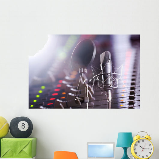 Studio Mischpult und Profi Mikrofon Wall Mural