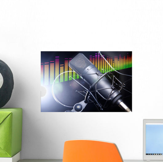 Equalizer Pegel mit Studio Mikrofon Wall Mural