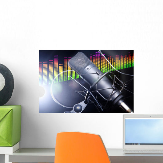 Equalizer Pegel mit Studio Mikrofon Wall Mural