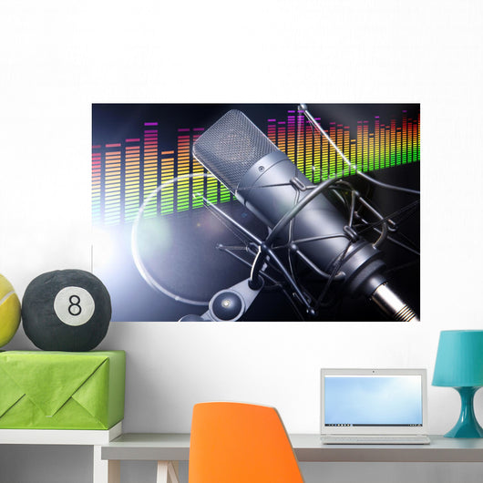 Equalizer Pegel mit Studio Mikrofon Wall Mural