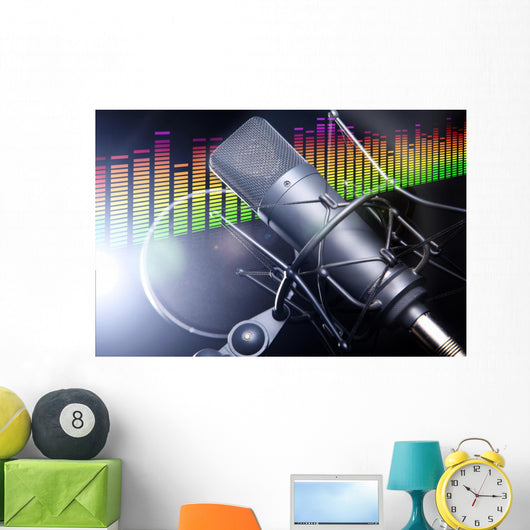 Equalizer Pegel mit Studio Mikrofon Wall Mural