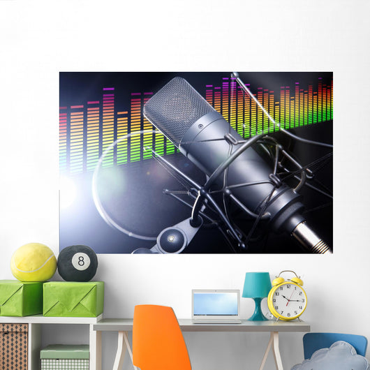 Equalizer Pegel mit Studio Mikrofon Wall Mural