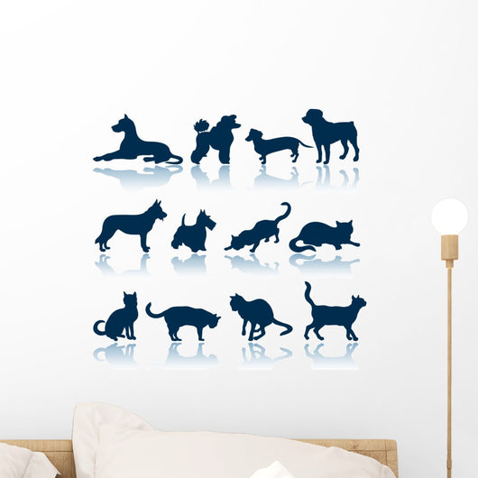 Dogs and Cats Silhouettes Wall Stickers