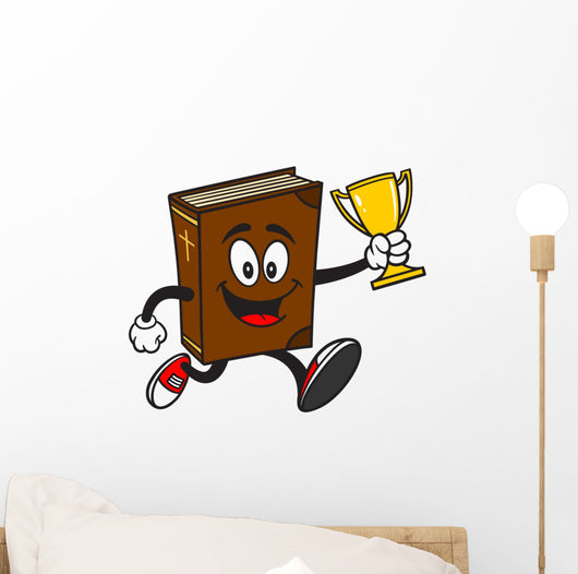 Bible School Mascot Running with Trophy Wall Decal