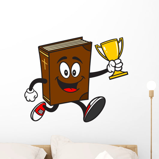 Bible School Mascot Running with Trophy Wall Decal