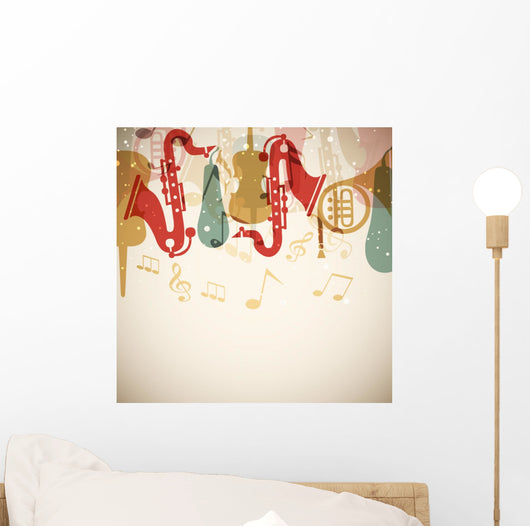 Musical instrument with musical notes. Wall Mural