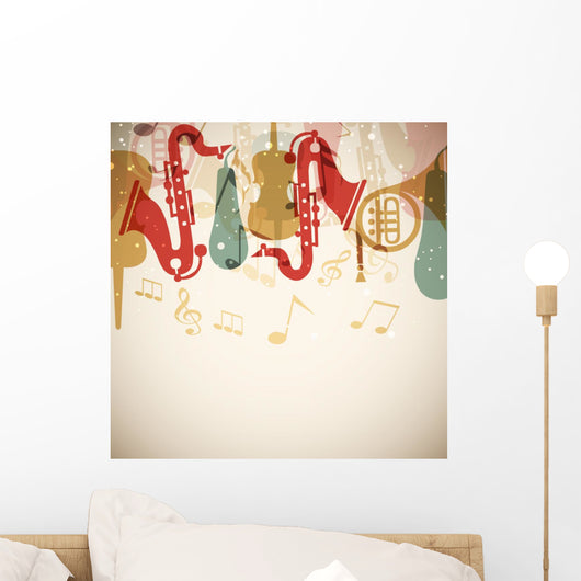 Musical instrument with musical notes. Wall Mural