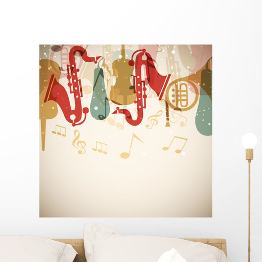 Musical instrument with musical notes. Wall Mural
