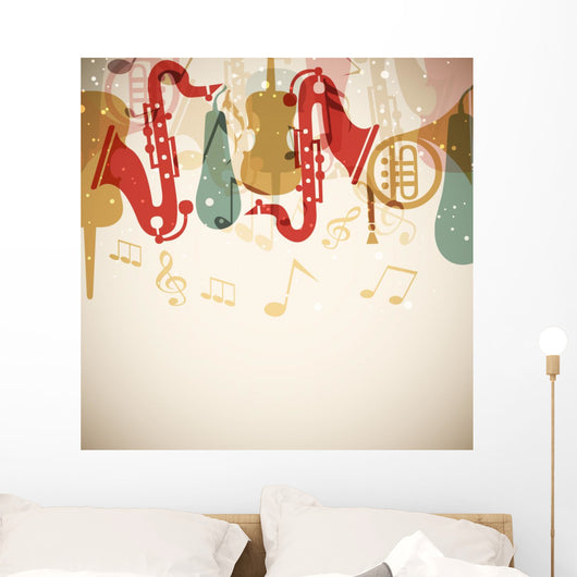 Musical instrument with musical notes. Wall Mural