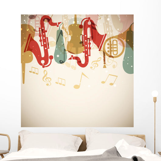 Musical instrument with musical notes. Wall Mural