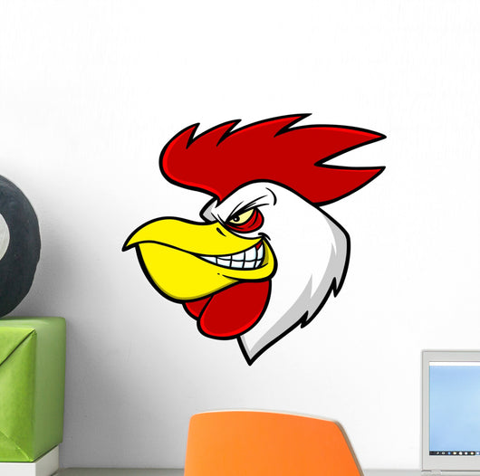 Rooster Mascot Head Wall Decal