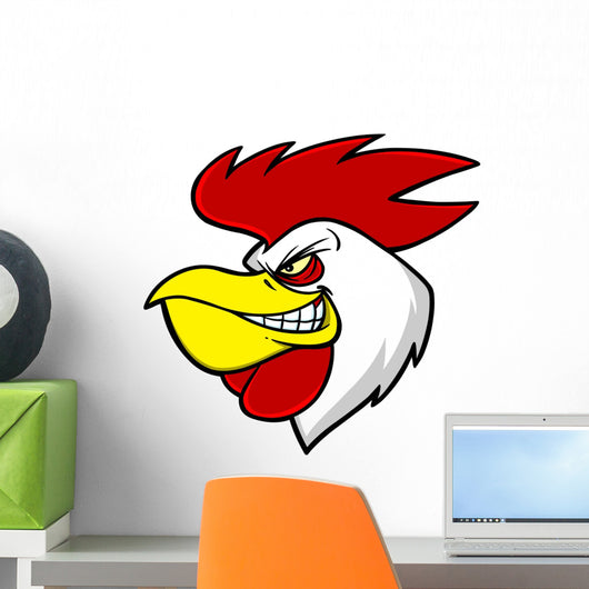 Rooster Mascot Head Wall Decal