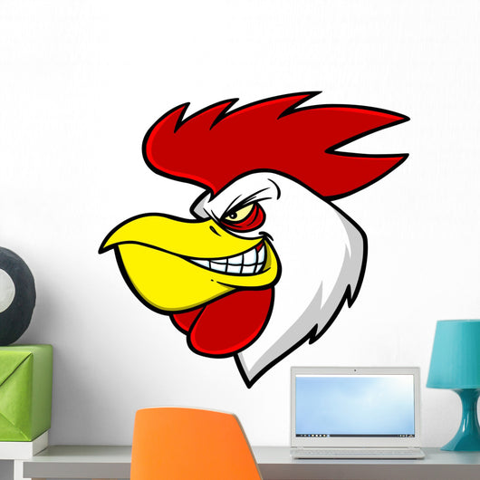 Rooster Mascot Head Wall Decal